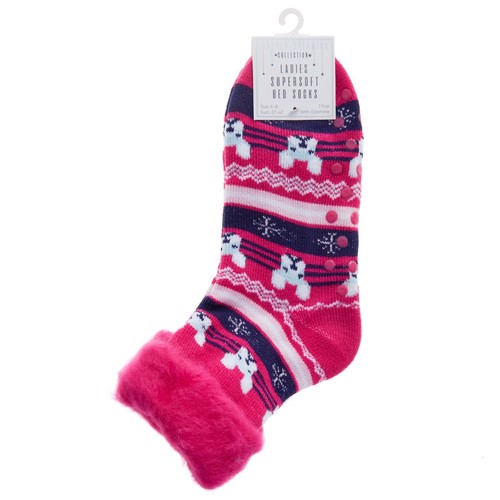 Ladies Patterned 3 Pack Extra Cosy Bedsock - Picture 5 of 10