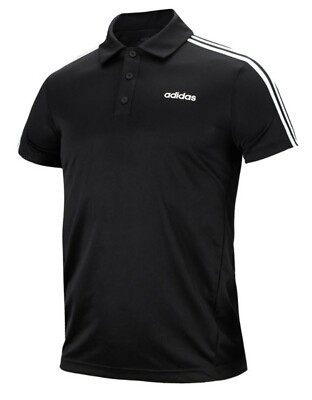 Adidas Men 3-Stripe Polo Shirts Training Black T-Shirt Casual Tee Jersey  FL0321 | eBay