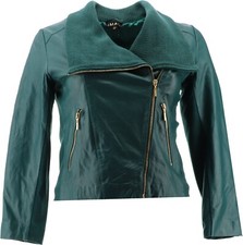 IMAN Global Chic Genuine Lamb Leather Moto Ja...