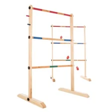 Hey! Play! Ladder Toss Set Wooden Storage Bag Blue/Red Bolas 2-Scoring Pegs