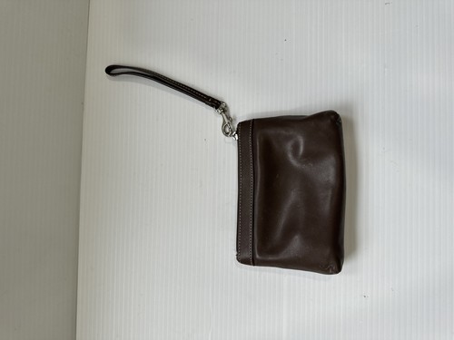 Coach Leather Pleated Wristlet No F43431 Brown - Picture 2 of 3