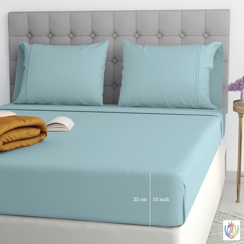 Sábanas ajustadas extra profundas de 25 cm 100 % polietileno algodón individuales doble tamaño King - Imagen 13 de 19