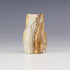 NATIVE AMERICAN ZUNI ONYX OWL FETISH BY LELAND BOONE & DAPHNE QUAM