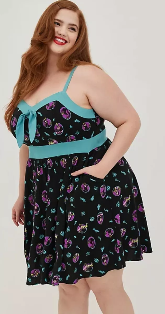 NWT Torrid Plus Size 6 6X 30 SWEETHEART TIE FRONT DRESS - DISNEY VILLAINS