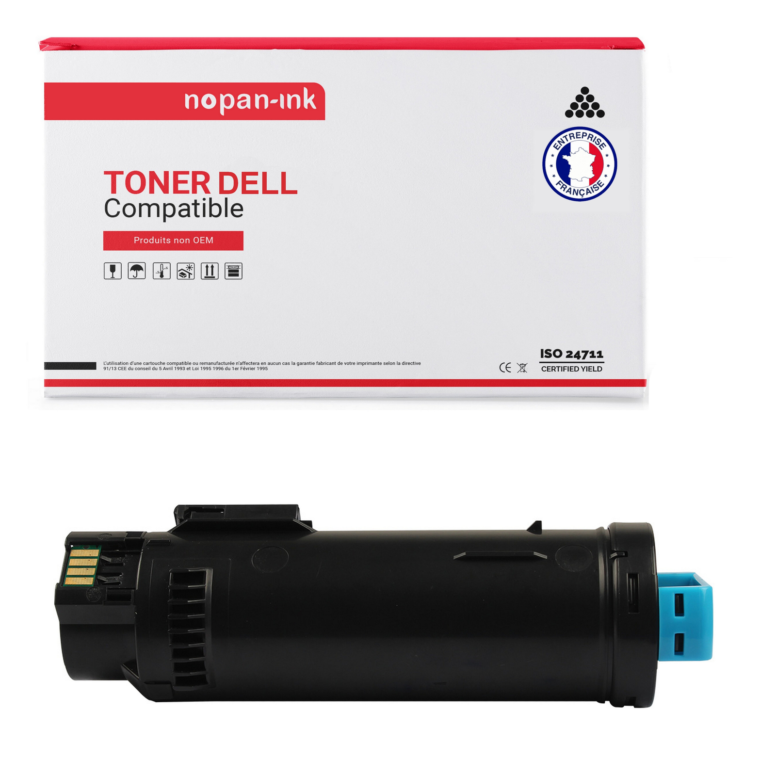Toner 593-BBSD Cyan compatible Dell pour imprimante laser - Consommable NOPAN-INK encre cyan