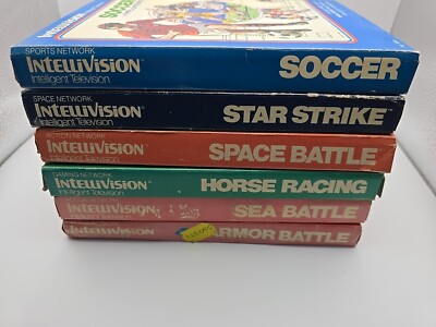 Mattel Intellivision 6 komplette Spiele, verpackt. Inklusive Star Strike & Sea Battle