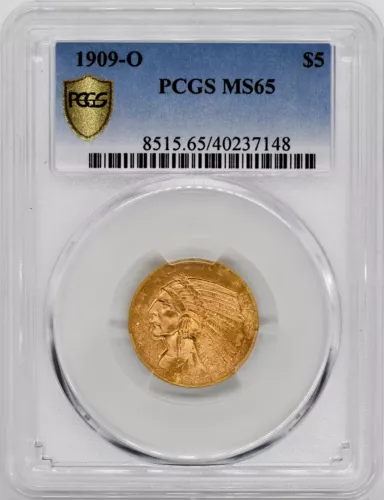 1909-O INDIAN HEAD $5 PCGS MS 65