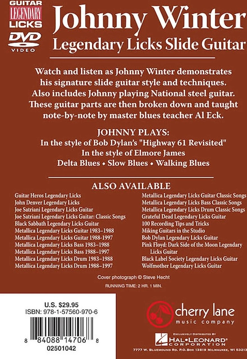 Johnny Winter - Legendary Licks Slide Guitar 884088147068| eBay