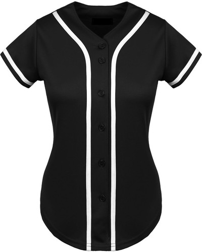 Camiseta de béisbol femenino Raglan Plain T Shirt Team Sport Button Fashion Tee Casual - Imagen 16 de 50