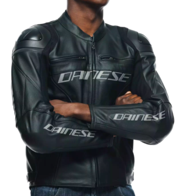 Dainese Men's Black Grey Cowhide Sport Leather Racing 4 Jacket New