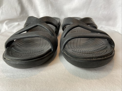 Crocs Patricia II Wedge Sandal Women's Black Strappy Waterproof Slide Size 11 - Picture 4 of 8
