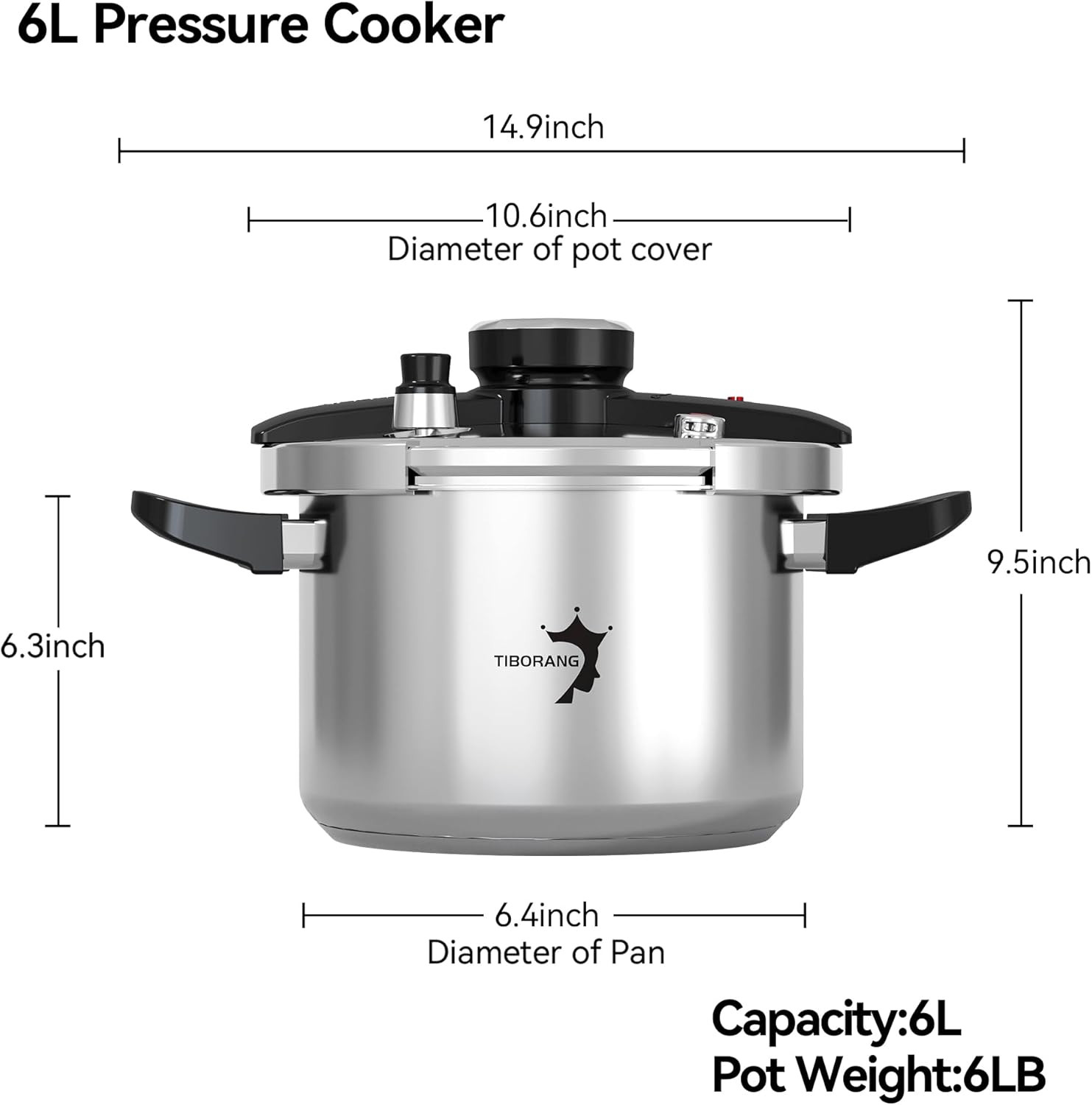 6.3 QT Stainless Steel Pressure Cooker - Fast, Easy, Family-Sized Cooking!