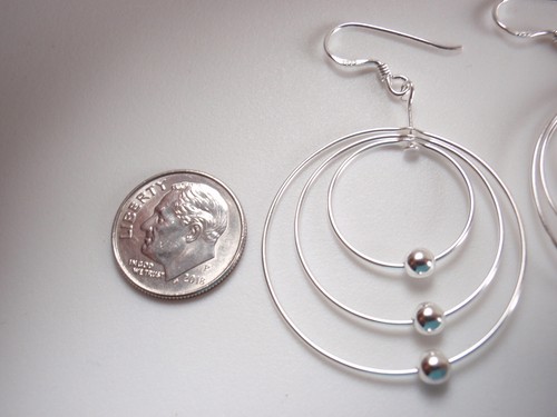 Multi Hoop with Moving Silver Balls 925 Sterling Silver Earrings - Picture 2 of 2