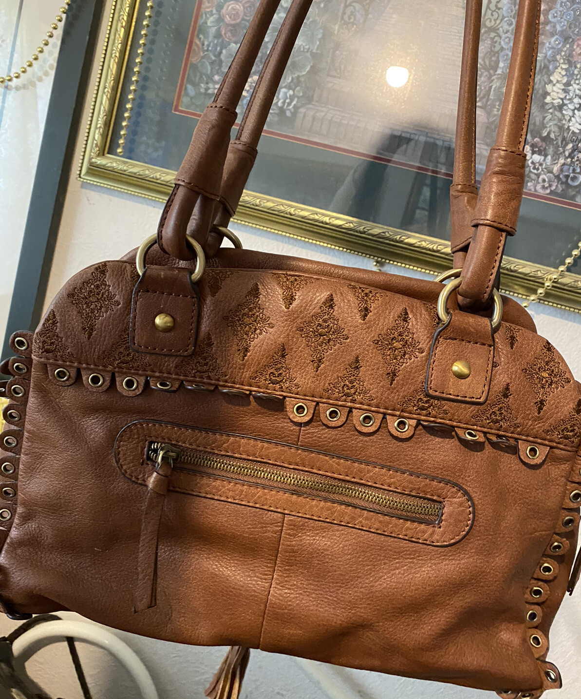 PONY ISABELLA FIORE Borsetta Organizer Ricamata LACCIATA Tagliata