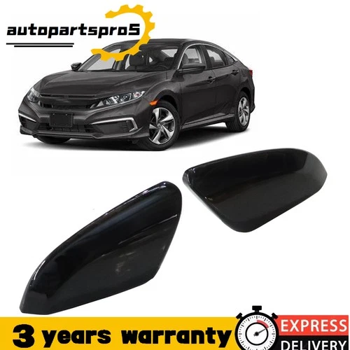 Gloss Black SIDE VIEW MIRROR REPLACEMENT COVER CAP FOR 2016-2021 HONDA CIVIC