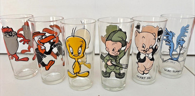Looney Tunes Pepsi Collector Series Set Of 6 Vtg 1973 Glasses Warner Bros. 6.5 .