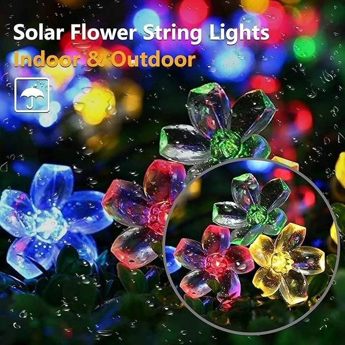 14M 100 LED Solar Powered Fairy String Flower Lights Outdoor Garden Multicolor - Image 4 of 4