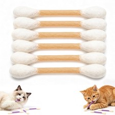 6Pack Cotton Swabs Cat Toys with Catnip,Cat Swab Toy,Giant Beige