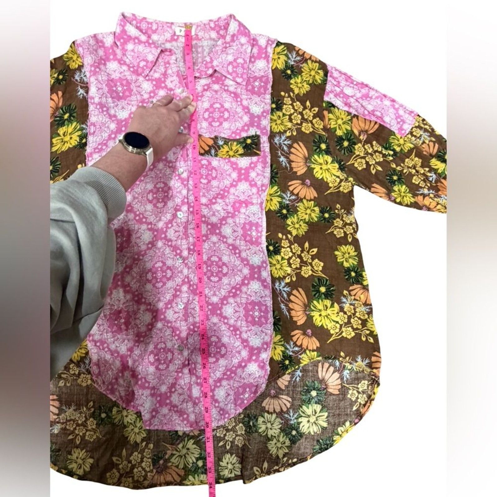 POL Patchwork Floral Button-Down Shirt – Women’s … - image 15