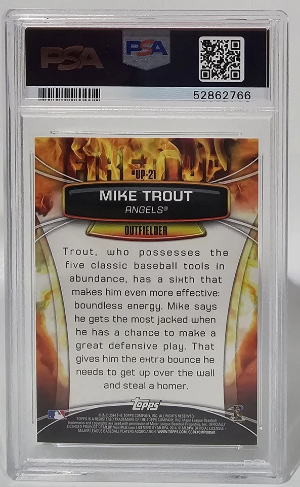 2014 Topps Opening Day Fired Up #UP21 Mike Trout Fired Up PSA 9 - Image 2 of 2