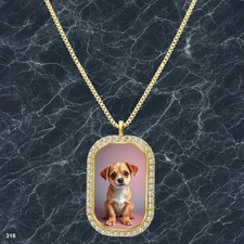 Stunning Cute Dog Puppy Pendant Necklace Photo Design Fashionable Gold Tone Cool