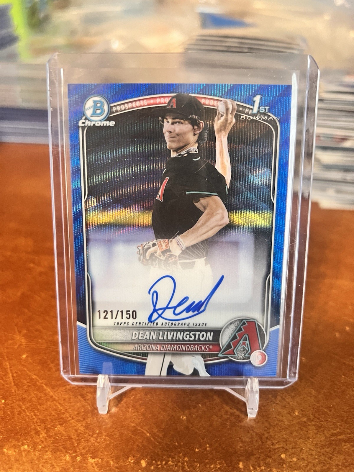 2025 Bowman Draft Chrome Dean Livingston Blue Wave /150 D-Backs 1st Auto
