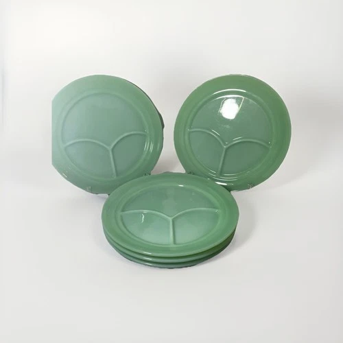 VTG Fire KingJadeite Divided Grill Plates *Set 5” Restaurant Ware Anchor Hocking