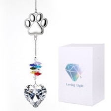 Pet Memorial K9 Crystal Light Catcher with Paw Pendant Sympathy for Cat Dog Loss