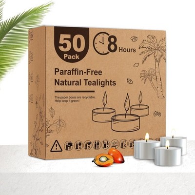 Teelichter, 50er Pack, 8h Brenndauer, geruchlos, Rauchfrei, Spa, Hochzeit, We...