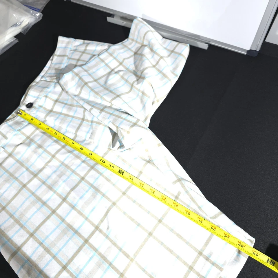 Шорты мужские Adidas Performance 36 для гольфа в клетку плоские спереди спортивная одежда синие бежевые - Изображение 3 из 4