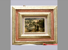 SILVESTRO PISTOLESI: "CICOGNE" OPERA SU TAVOLA 15X20 CON AUTENTICA E CORNICE.