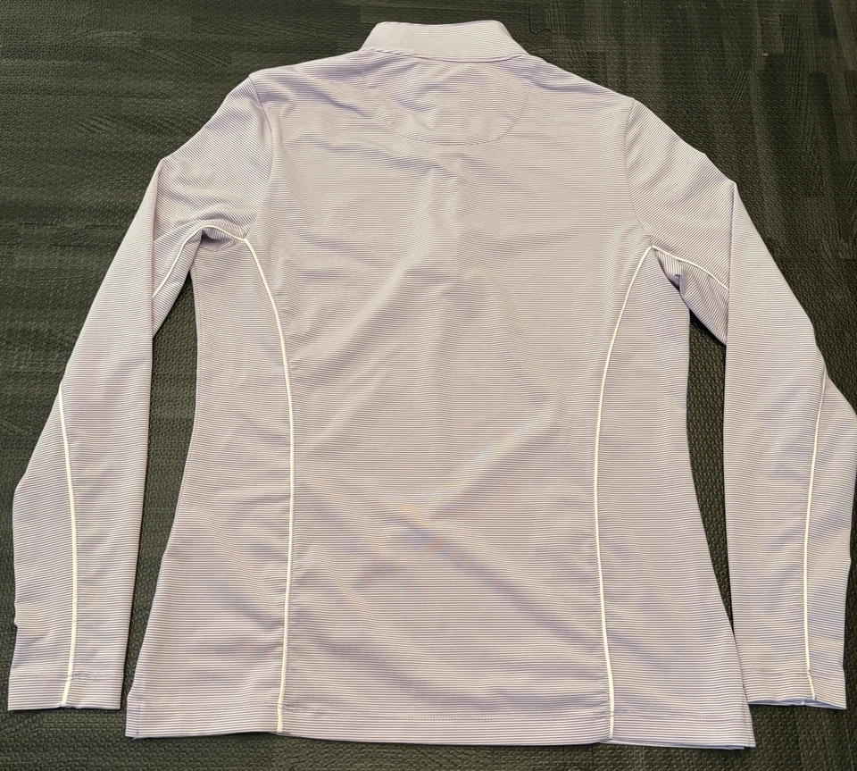 Pullover Peter Millar Masters Mujer Talla Pequeña 1/4 Cremallera Golf Púrpura Blanco Rayas Foto 2 de 4