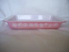 Vintage Pyrex Pink Daisy 548-B 1 1/4Quart Space Saver Casserole Dish No Lid