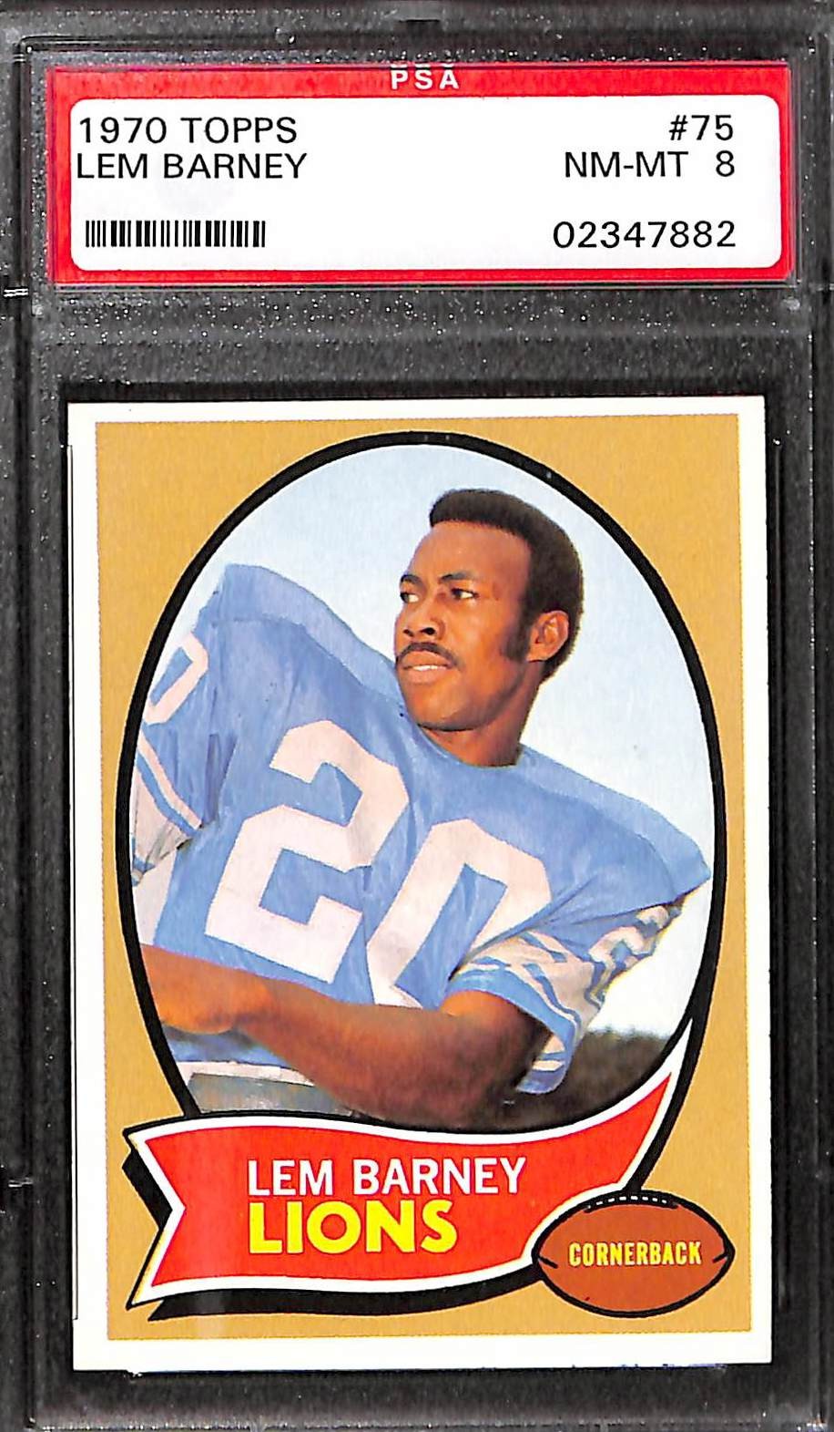 1970 Topps #75 Lem Barney PSA 8 NM-MT 02347882