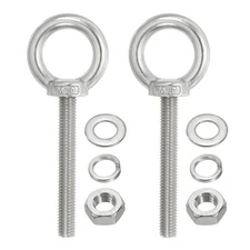 2Pcs M10 x 70mm 304 Stainless Steel Lifting Shoulder Eye Bolt with Nuts Washers