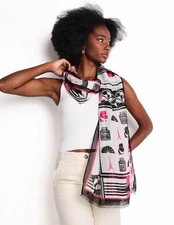 Karl Lagerfeld Paris Printed Pashmina Scarf – Eiffel Tower & Perfume Bottle