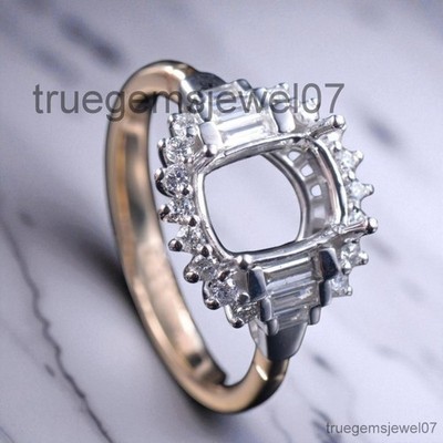 10x8mm Cushion Cut Ring Sami Mount Ring Sterling Silver 925 Ring Wedding Ring