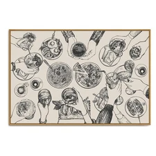 Framed Canvas Wall Art Vintage Print Cheers Friends Clinking Cute Minimalist ...