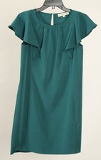 Loft Women’s Dress 0 Green Shift Flutter Short Sleeve Stretch 