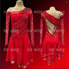 Ice Figure Skating Dress Elasticity Competition Skating Jeweled red dyeing