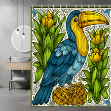 Toucan Floral Shower Curtain Bird Print Tropical Decor