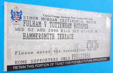 2000 FC FULHAM - TOTTENHAM HOTSPUR ⚽ Eintrittskarte 02.08.2000 ⚽ England Ticket