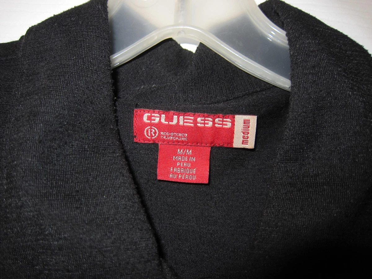 Usada en Excelente Condición Camisa Guess Para Hombre Manga Corta Negra Mezcla Poliéster - Talla Mediana