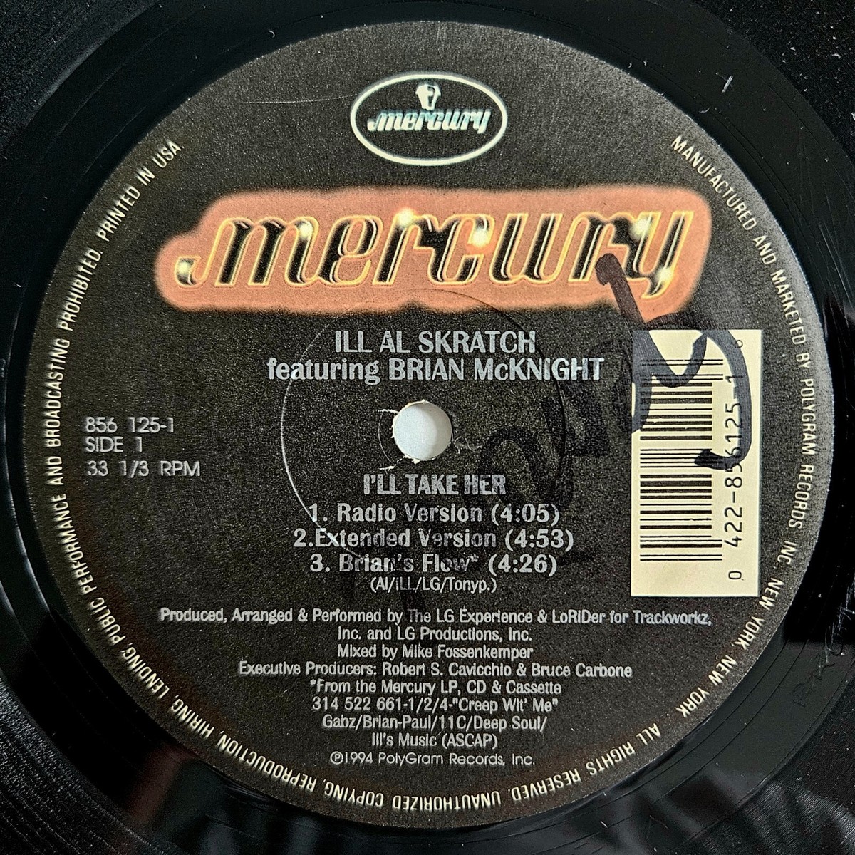 新品 ASHANTI & BRIAN McKNIGHT 7inch レコード 1994 - ILL AL SKRATCH - I'LL TAKE HER FEATURING BRIAN MCKNIGHT