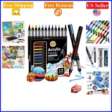 12-Color Acrylic Paint Markers with Soft Brush Tip for Multi-Surface Art