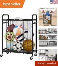 Ball Storage with Wheels, Ball Cart for Garage, Garage Sports Equipment Organ...