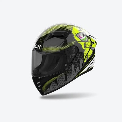 Helmet Motorcycle Scooter Full Face Connor Gamer Black Yellow Polished Airoh Ece 2206