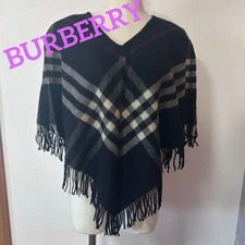 Burberry London Nova Check Wool Fringe Poncho Cape Made in England #EL BDA