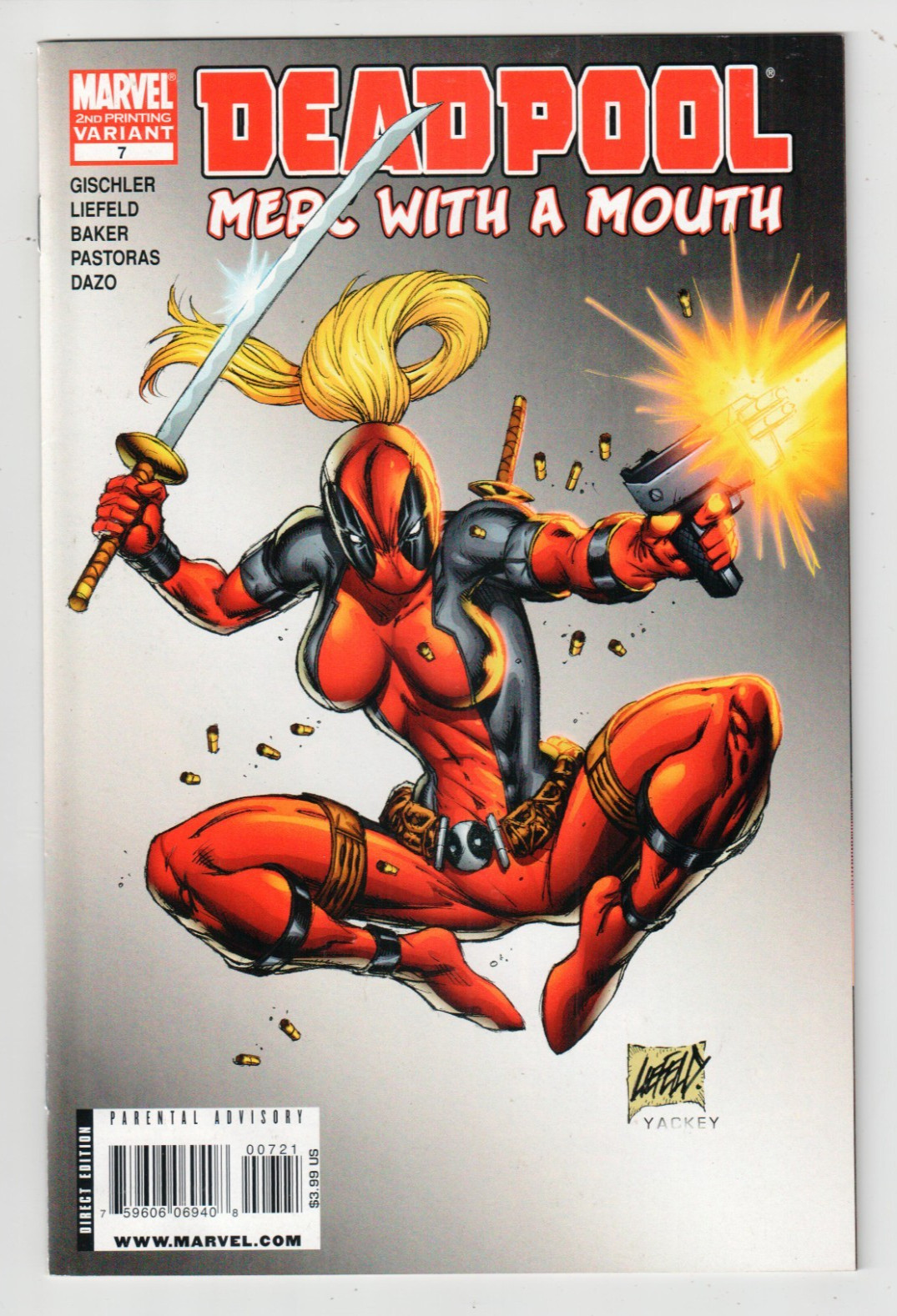 DEADPOOL MERC WITH A MOUTH #7 Liefeld 2nd Print Cover Marvel 2016 Lady Deadpool