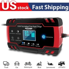Smart Car Battery Charger 12V/8A 24V/4A Maintainer for AGM Marine Lawn Mower